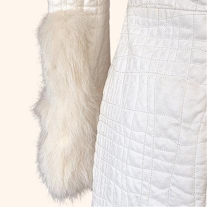 Roberto Cavalli F/W 2005 White Leather, Fox & Snake Coat