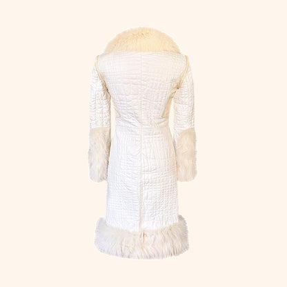 Roberto Cavalli F/W 2005 White Leather, Fox & Snake Coat