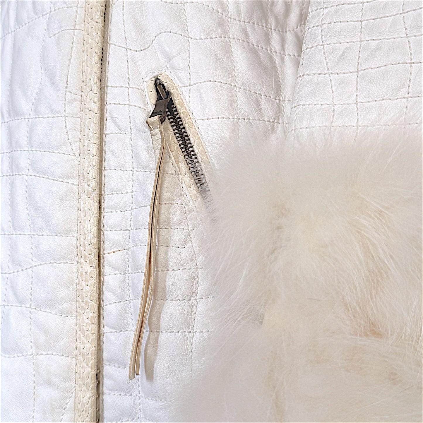 Roberto Cavalli F/W 2005 White Leather, Fox & Snake Coat