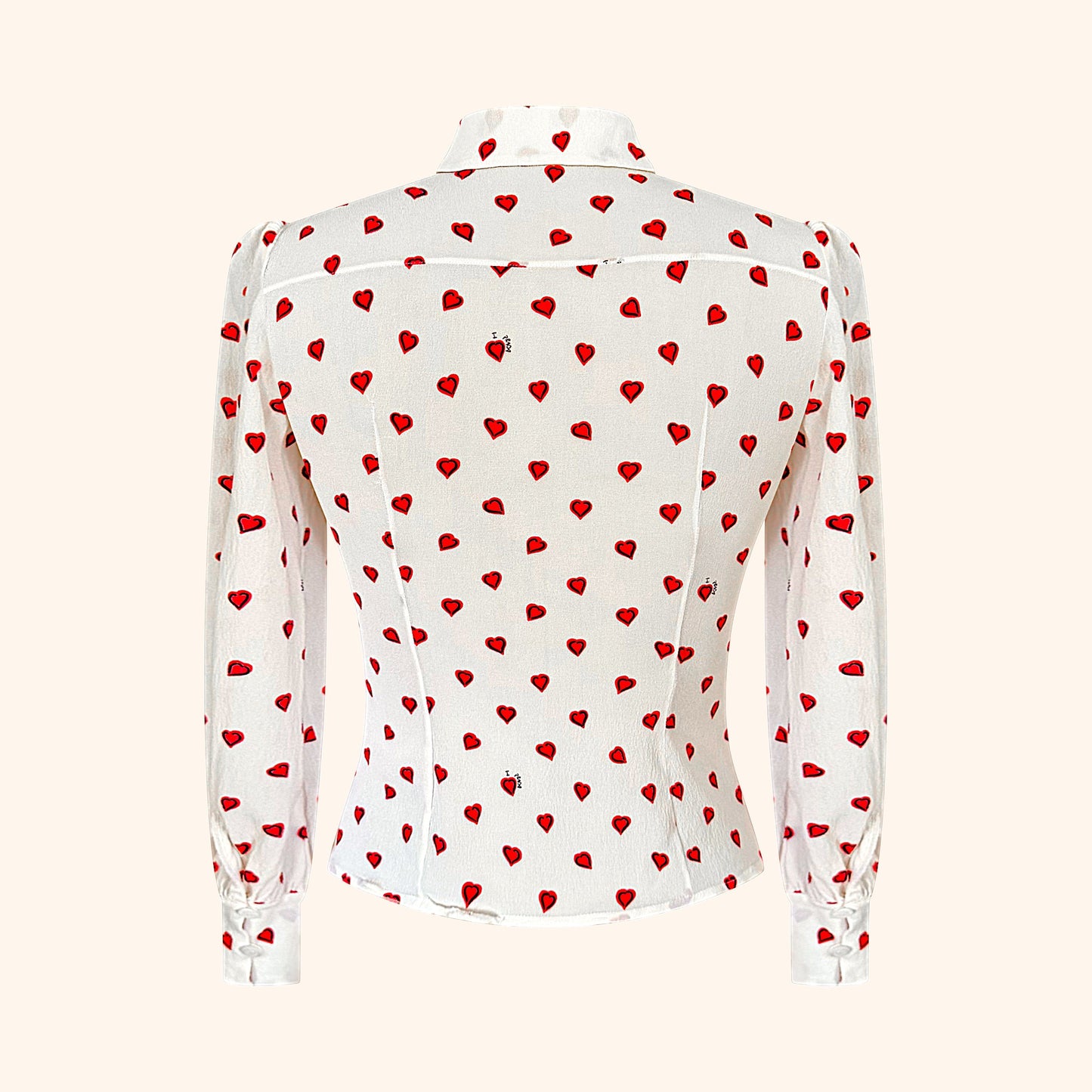 Prada Cruise 2012 Heart Print Ruffled Silk Blouse