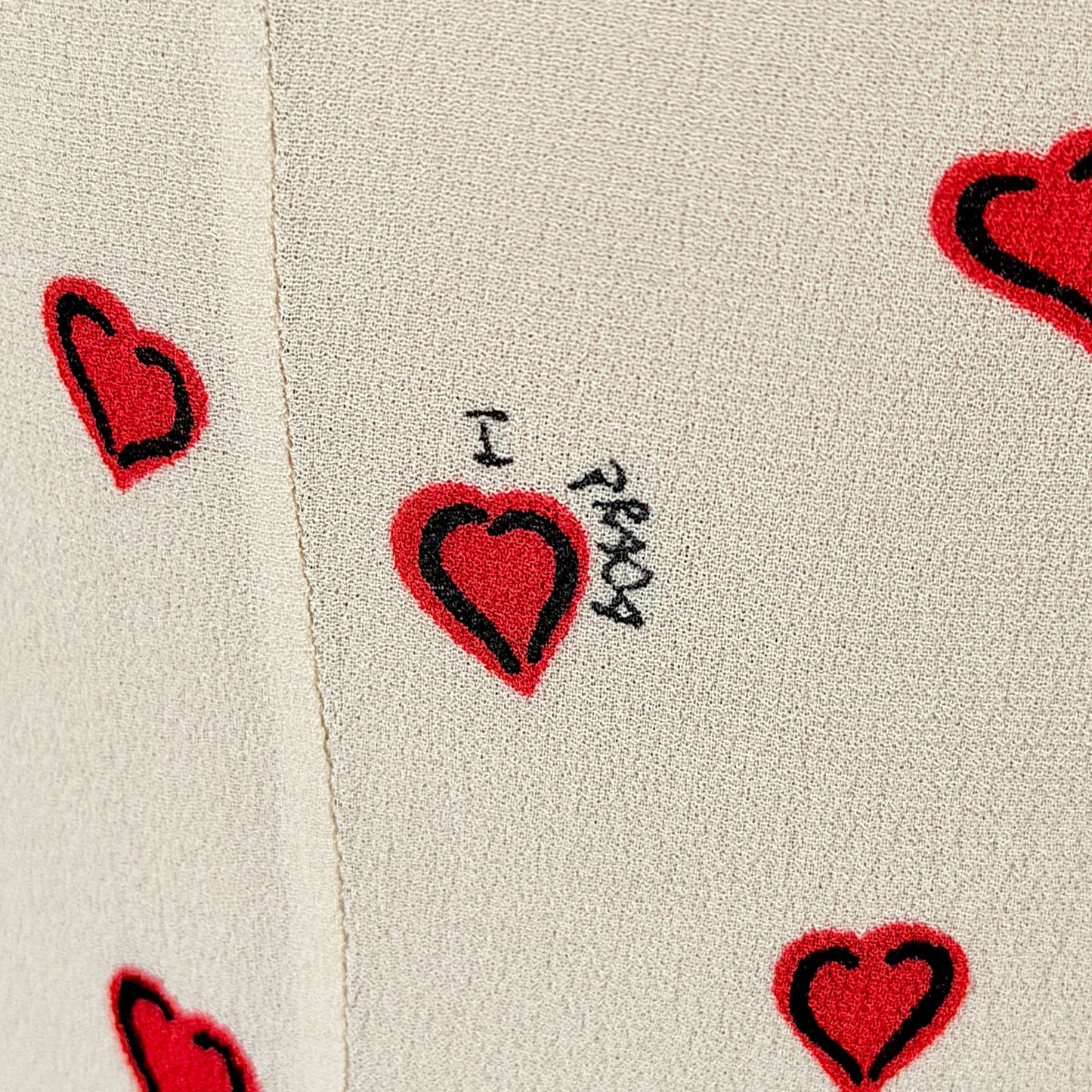 Prada Cruise 2012 Heart Print Ruffled Silk Blouse