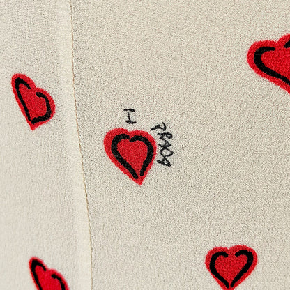 Prada Cruise 2012 Heart Print Ruffled Silk Blouse