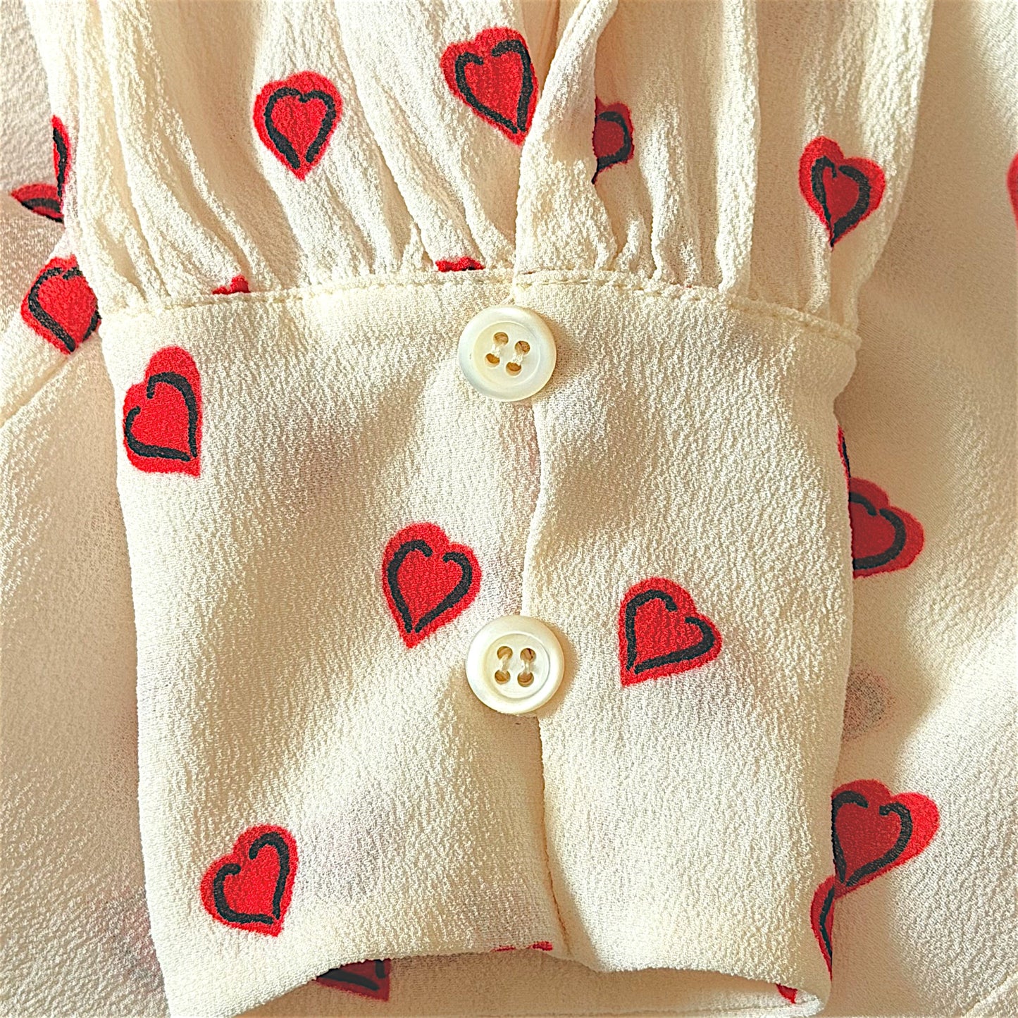 Prada Cruise 2012 Heart Print Ruffled Silk Blouse