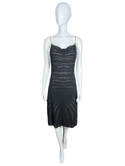 ROBERTO CAVALLI S/S 1999 Cowl Neck Slip Dress with Chain Straps (S)