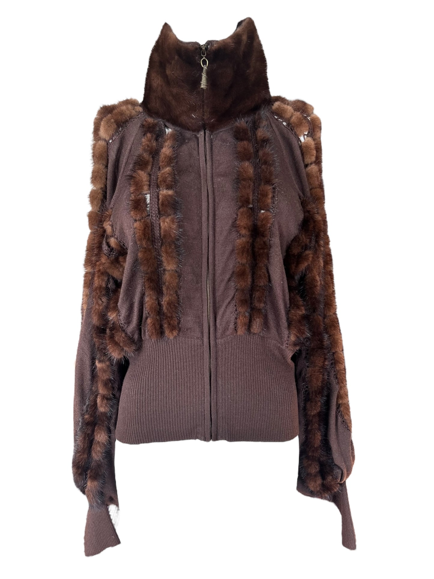 ROBERTO CAVALLI Class 2000s Mohair & Mink Zip Jacket (M-L)