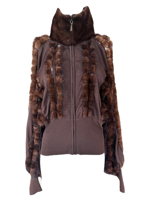 ROBERTO CAVALLI Class 2000s Mohair & Mink Zip Jacket (M-L)