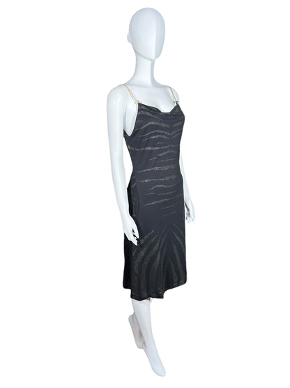 ROBERTO CAVALLI S/S 1999 Cowl Neck Slip Dress with Chain Straps (S)