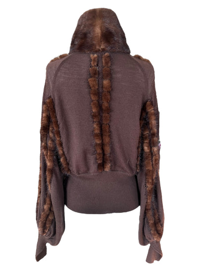ROBERTO CAVALLI Class 2000s Mohair & Mink Zip Jacket (M-L)