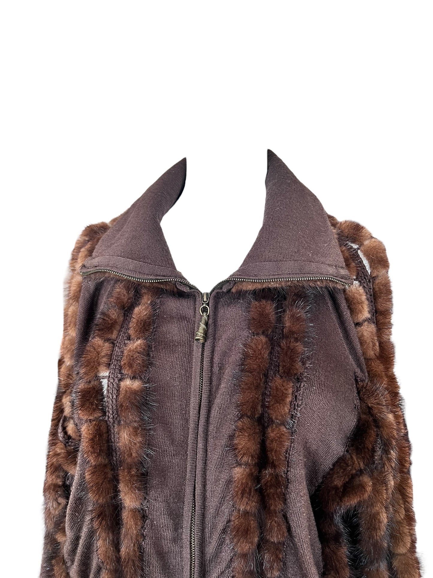 ROBERTO CAVALLI Class 2000s Mohair & Mink Zip Jacket (M-L)