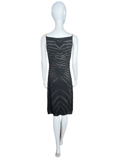 ROBERTO CAVALLI S/S 1999 Cowl Neck Slip Dress with Chain Straps (S)