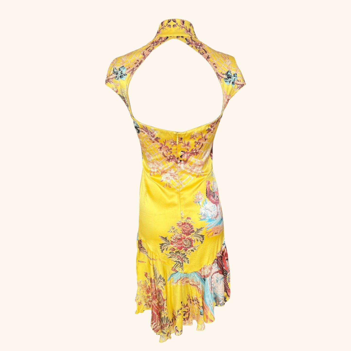 Roberto Cavalli S/S 2003 Yellow Chinoiserie Silk Dress