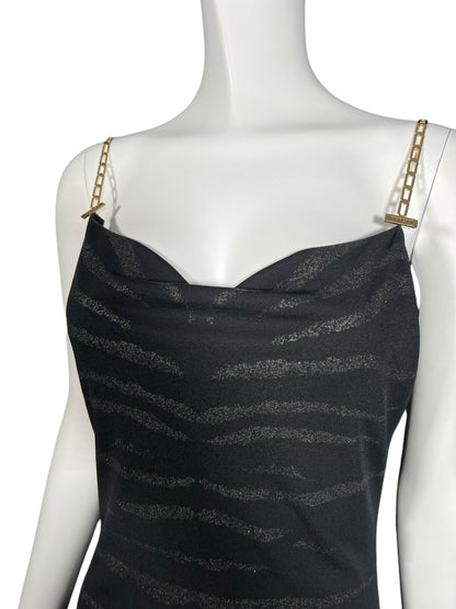 ROBERTO CAVALLI S/S 1999 Cowl Neck Slip Dress with Chain Straps (S)
