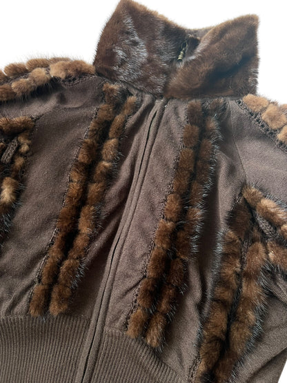 ROBERTO CAVALLI Class 2000s Mohair & Mink Zip Jacket (M-L)
