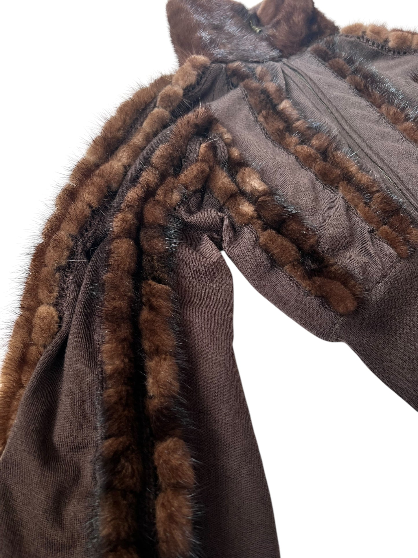 ROBERTO CAVALLI Class 2000s Mohair & Mink Zip Jacket (M-L)