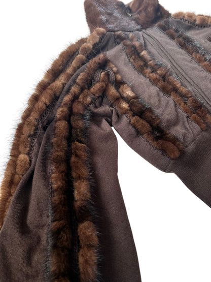 ROBERTO CAVALLI Class 2000s Mohair & Mink Zip Jacket (M-L)