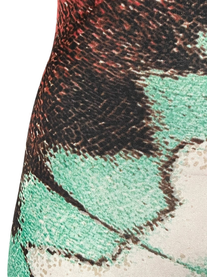ROBERTO CAVALLI Early 2000s Feather Print Halterneck Dress (S-M)