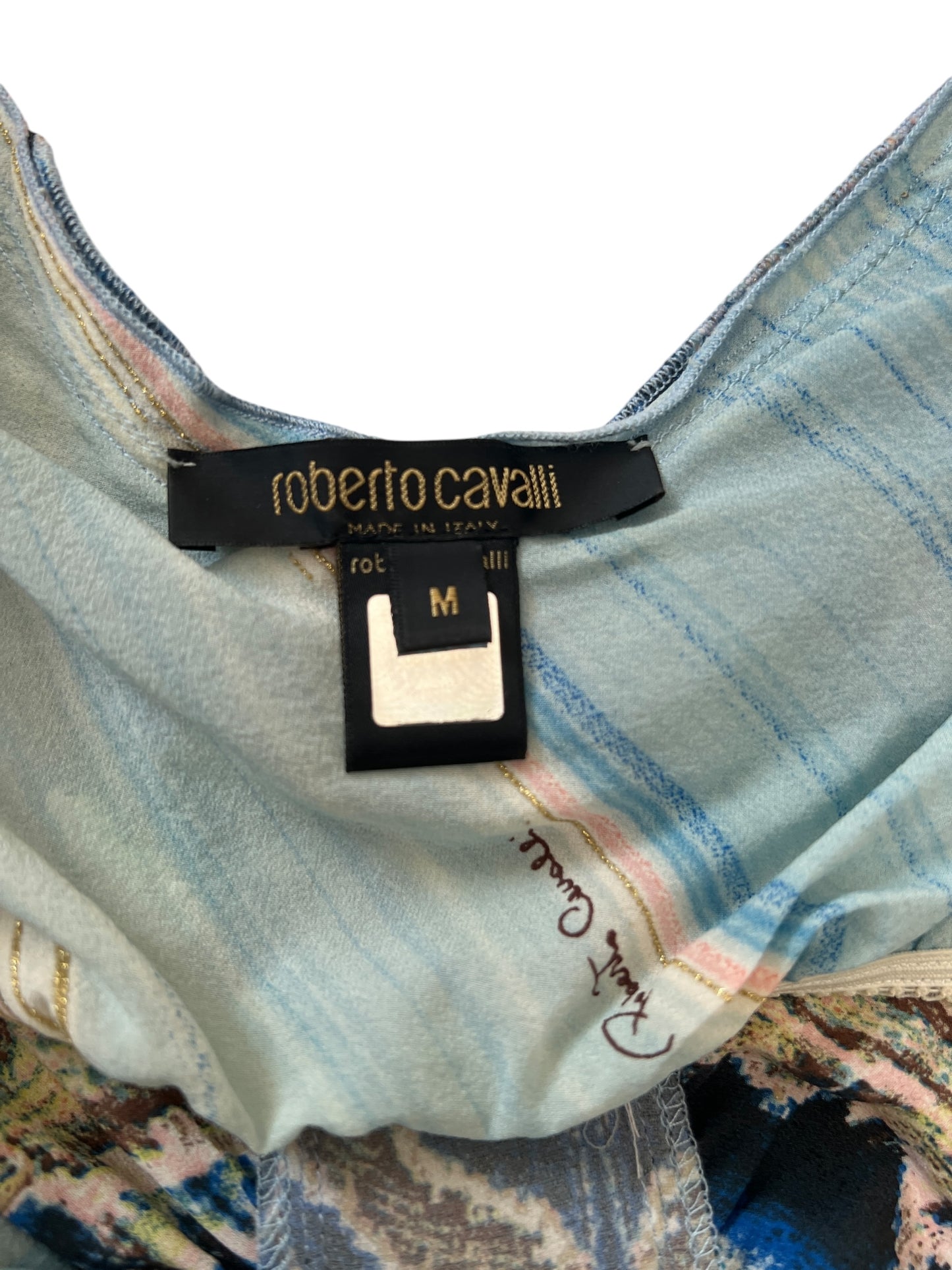 ROBERTO CAVALLI S/S 2004 Multi-Colored Silk Midi Dress (M)