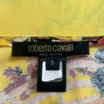 Roberto Cavalli S/S 2003 Yellow Chinoiserie Silk Dress