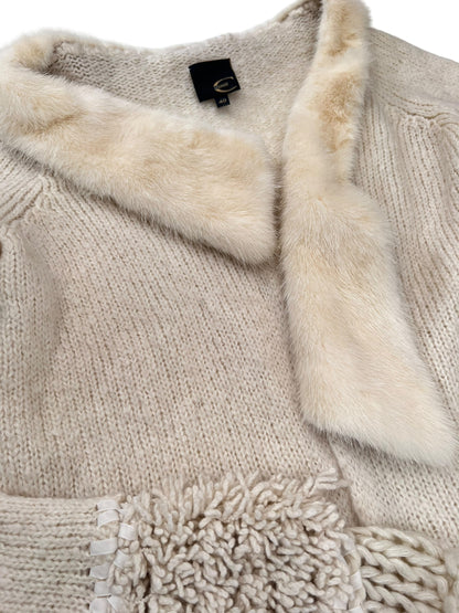 JUST CAVALLI 2000s Cream Knit Cardigan (S)