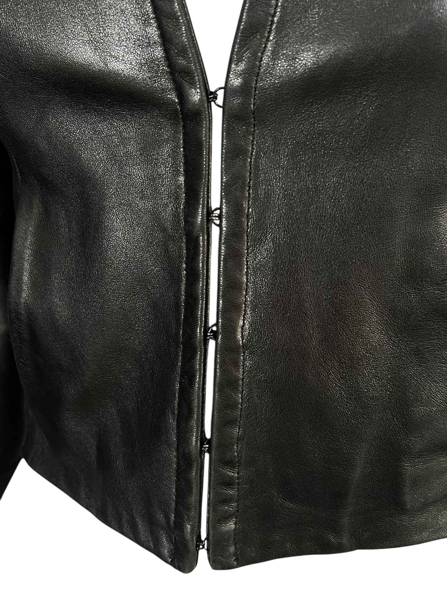 PLEIN SUD by Fayçal Amor 2000s Black Leather High-Neck Jacket (S-M)