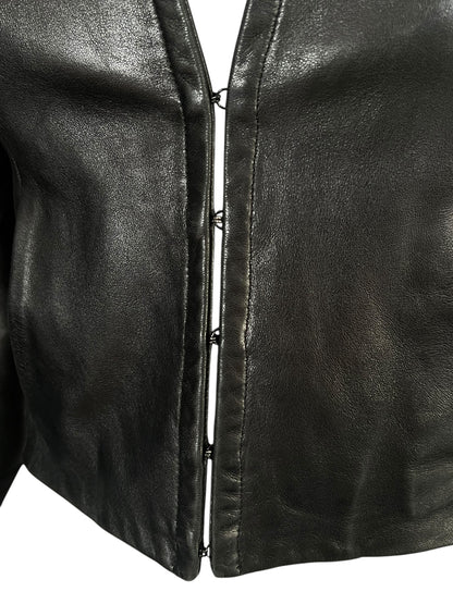 PLEIN SUD by Fayçal Amor 2000s Black Leather High-Neck Jacket (S-M)