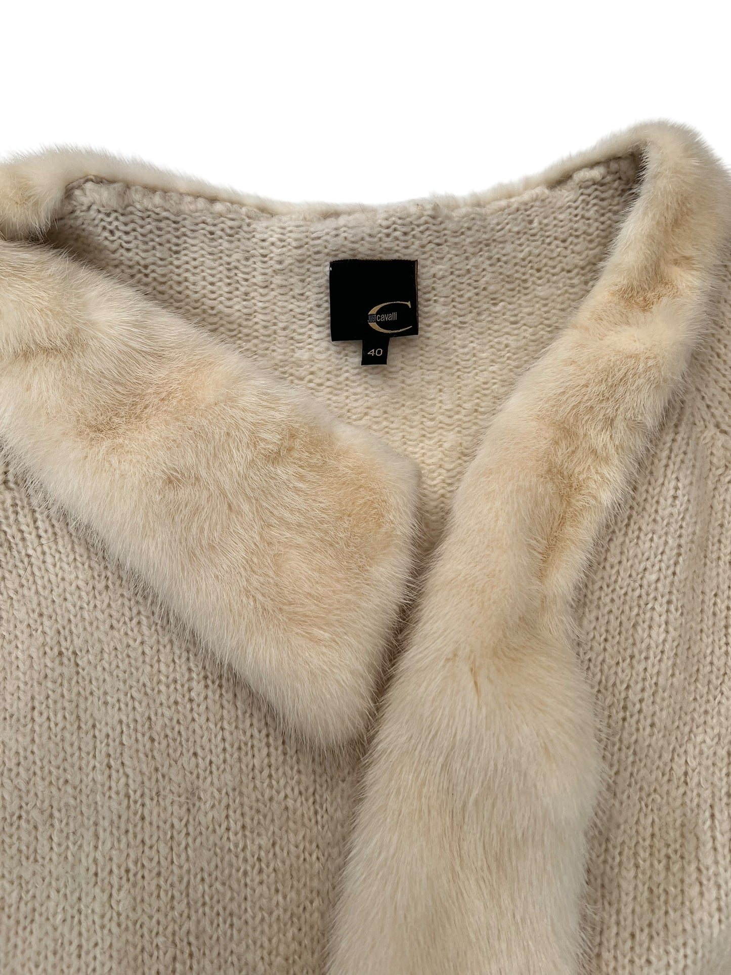 JUST CAVALLI 2000s Cream Knit Cardigan (S)