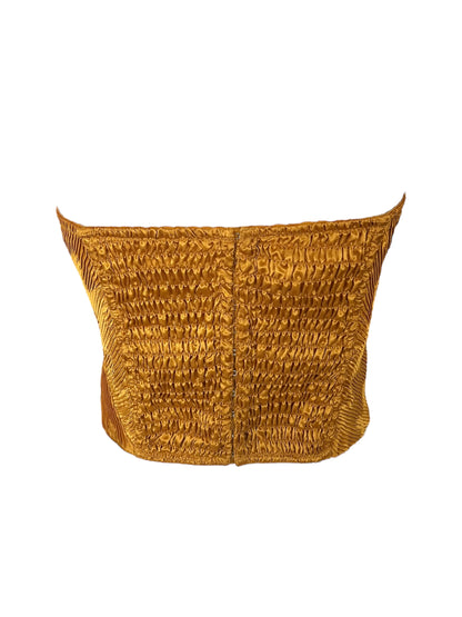 LA PERLA Golden Pleated Bustier Top (S-M)
