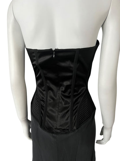JULIEN MACDONALD Black Silk Corset Lace Detail Dress (L)