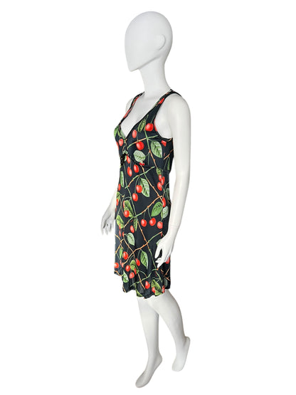 GALLIANO 2000s Cherry Print Sleeveless Dress (S)