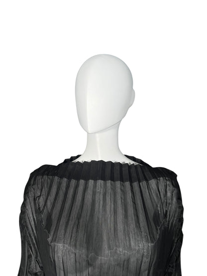 STELLA MCCARTNEY Sheer Pleated Midi Dress with Lace Hem (M-L)