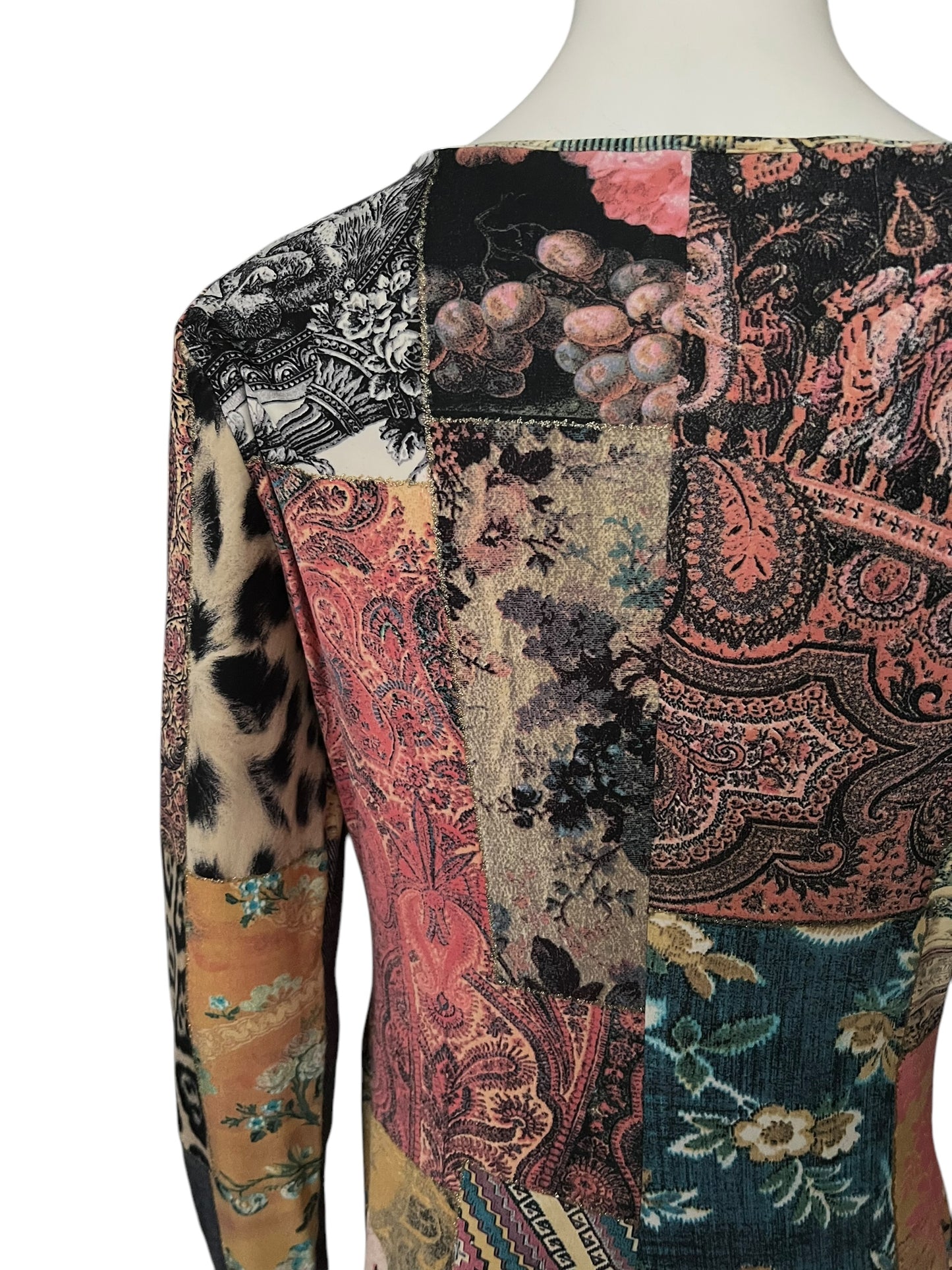 ROBERTO CAVALLI F/W 2002 Runway Patchwork Print Midi Dress (L-XL)