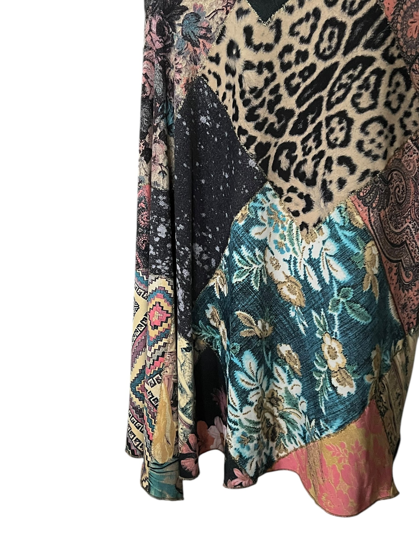 ROBERTO CAVALLI F/W 2002 Runway Patchwork Print Midi Dress (L-XL)