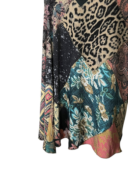 ROBERTO CAVALLI F/W 2002 Runway Patchwork Print Midi Dress (L-XL)