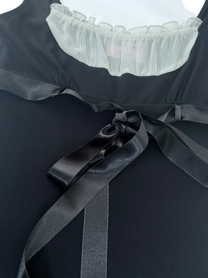 CHANTAL THOMASS Coquette Black & White Ribbon Detail Dress (S-M)