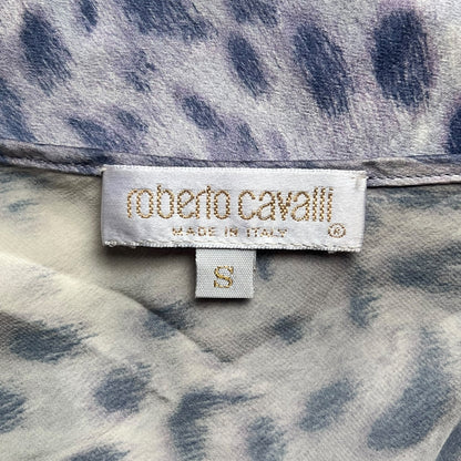 Roberto Cavalli S/S 2000 Purple Leopard Silk Mini Dress
