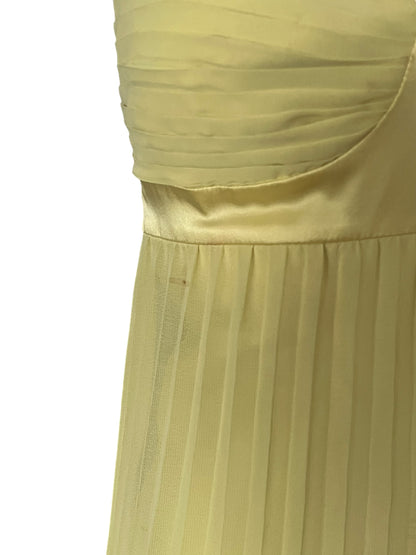 ROBERTO CAVALLI 'Class" Yellow Pleated Maxi Dress with Gold Chain Straps (XS-S)