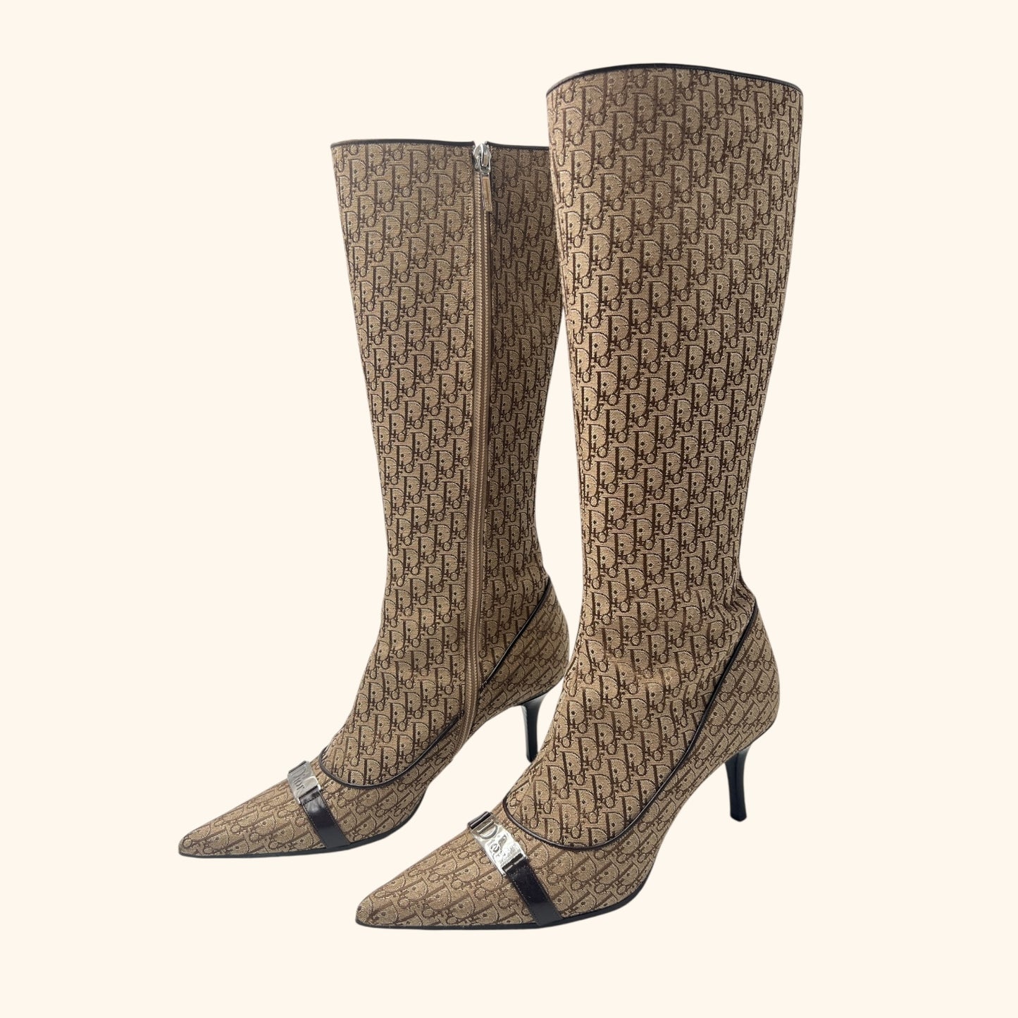 Christian Dior by John Galliano 2000s Monogram Canvas Knee Boots