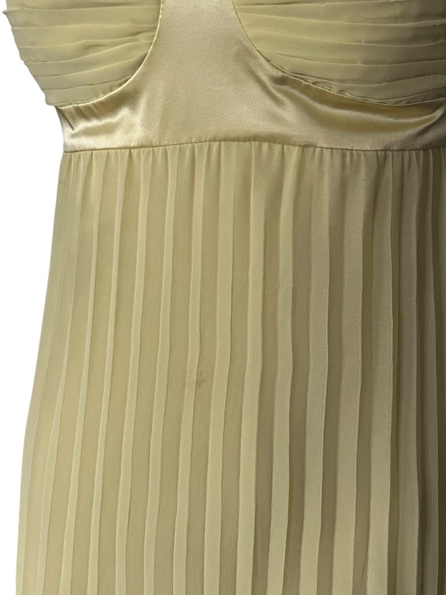ROBERTO CAVALLI 'Class" Yellow Pleated Maxi Dress with Gold Chain Straps (XS-S)