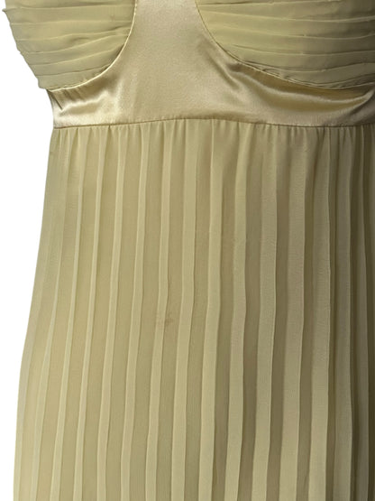 ROBERTO CAVALLI 'Class" Yellow Pleated Maxi Dress with Gold Chain Straps (XS-S)
