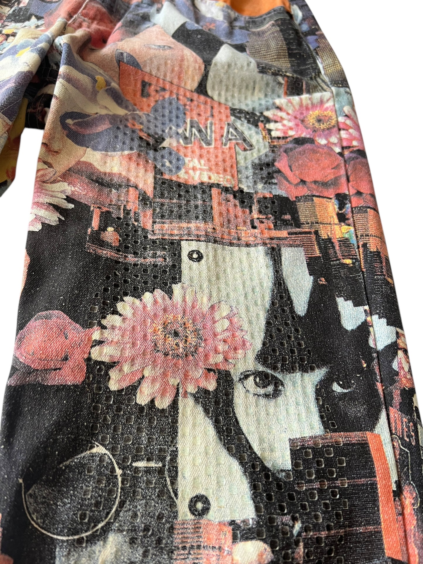 ROBERTO CAVALLI 2000s City Collage Print Jeans (S)