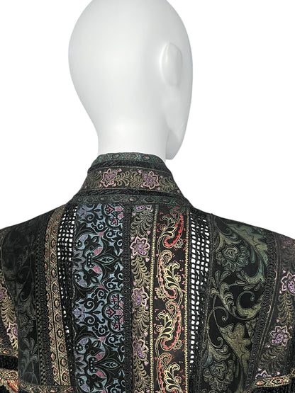ROBERTO CAVALLI 1980s Chenille and Painted Leather Duster (L-XL)