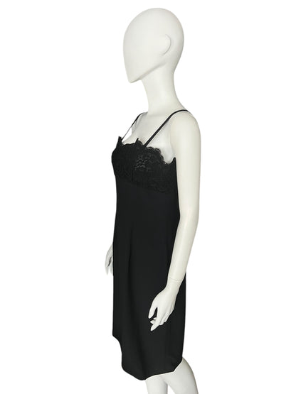 VALENTINO Black Lace-Trimmed Cocktail Dress (M)