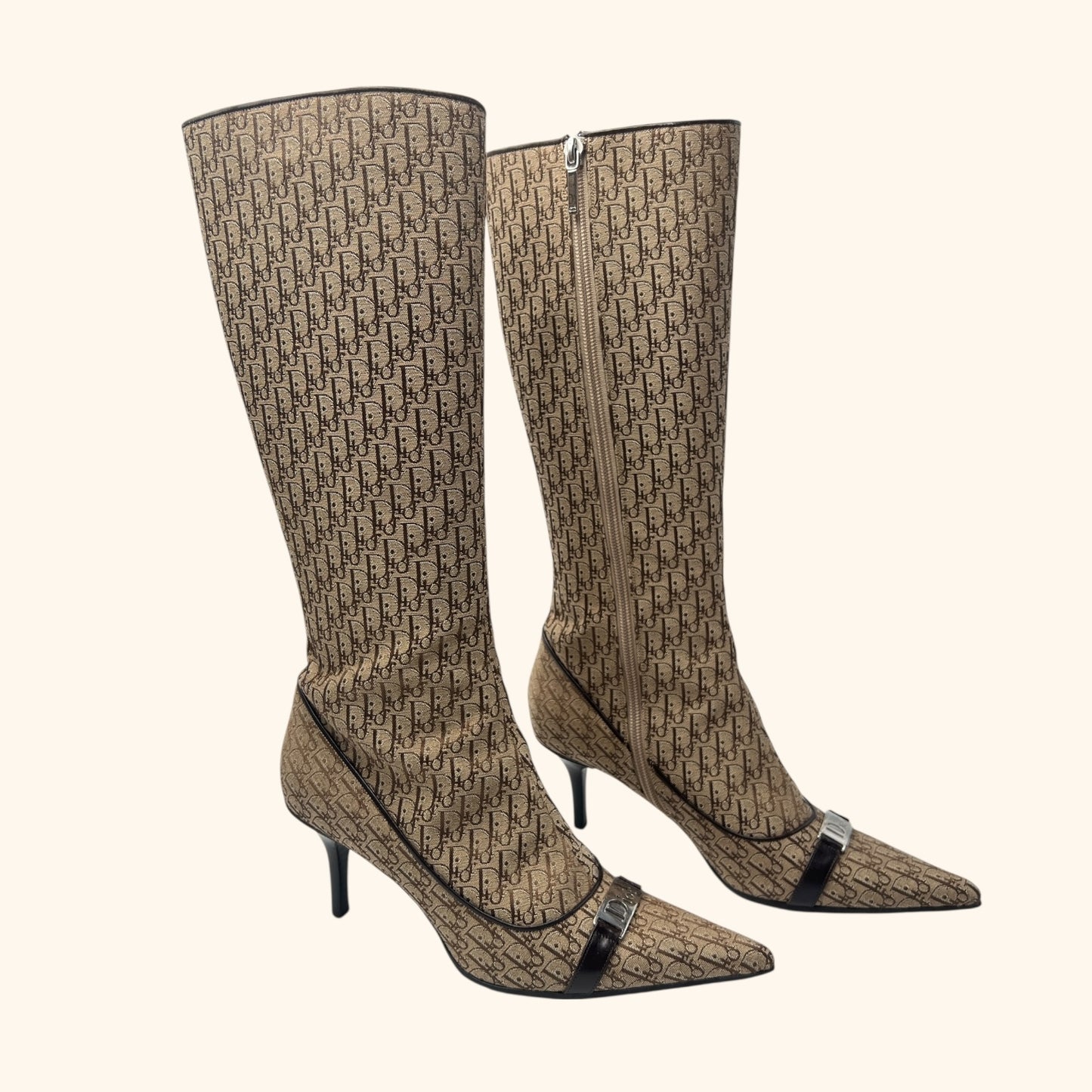 Christian Dior by John Galliano 2000s Monogram Canvas Knee Boots