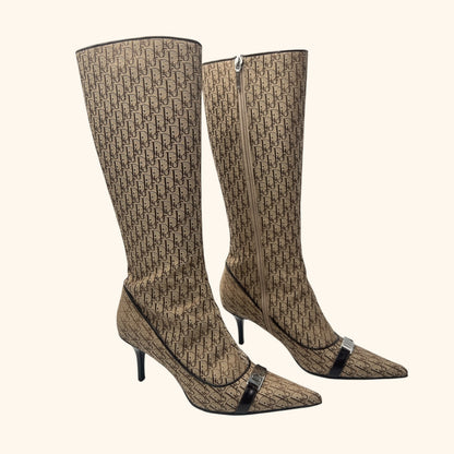 Christian Dior by John Galliano 2000s Monogram Canvas Knee Boots