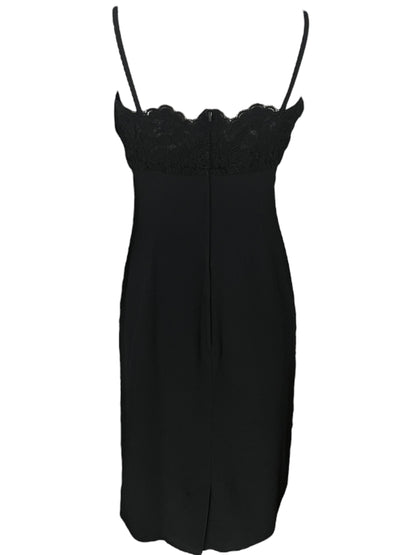VALENTINO Black Lace-Trimmed Cocktail Dress (M)