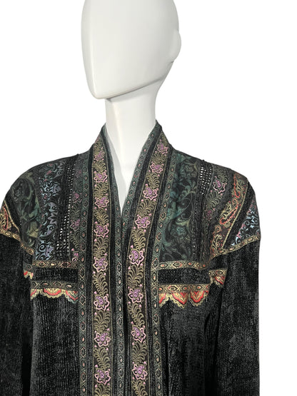 ROBERTO CAVALLI 1980s Chenille and Painted Leather Duster (L-XL)