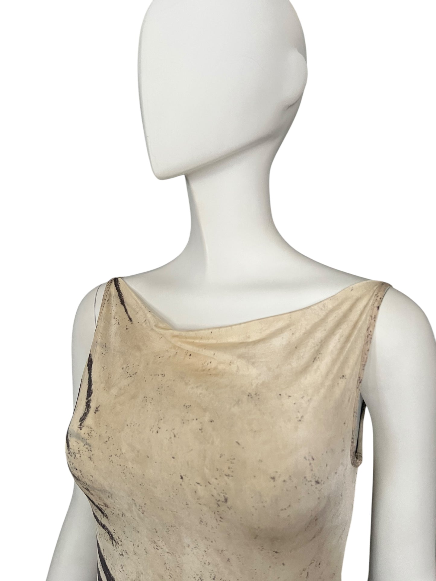 ROBERTO CAVALLI S/S 1999 Beige Zebra-Print Sleeveless Dress (XS)