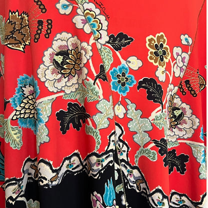 Roberto Cavalli S/S 2003 Red Chinoiserie Silk Cheongsam Dress