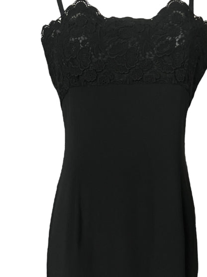 VALENTINO Black Lace-Trimmed Cocktail Dress (M)