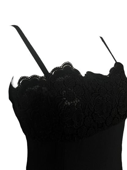 VALENTINO Black Lace-Trimmed Cocktail Dress (M)